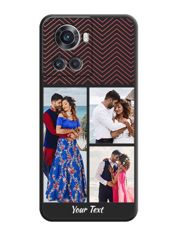 Custom Wave Pattern with 3 Image Holder on Space Black Custom Soft Matte Back Cover - OnePlus 10R 5G