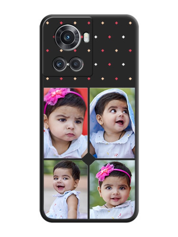Custom Multicolor Dotted Pattern with 4 Image Holder on Space Black Custom Soft Matte Phone Cases - OnePlus 10R 5G