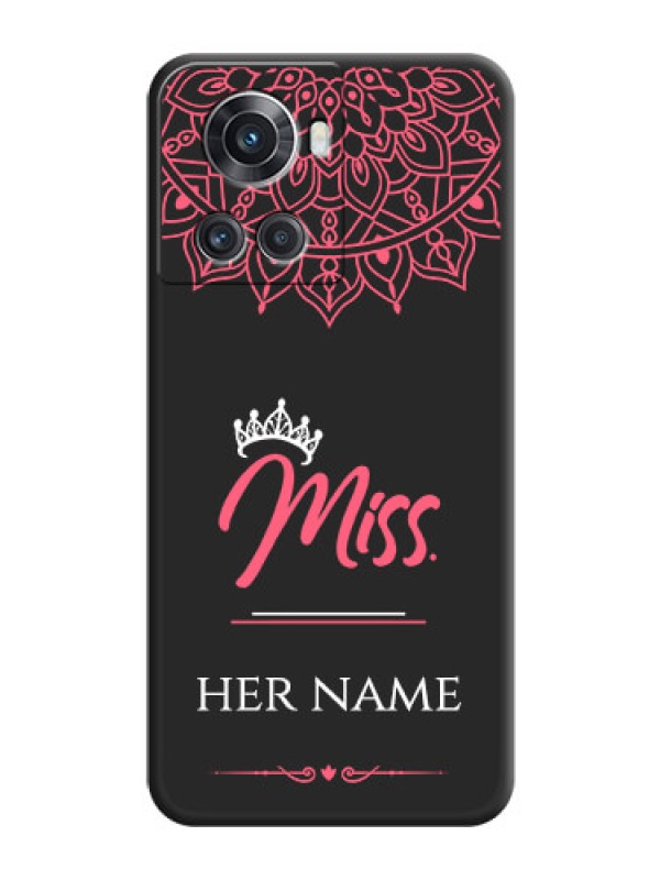 Custom Mrs Name with Floral Design on Space Black Personalized Soft Matte Phone Covers - OnePlus 10R 5G