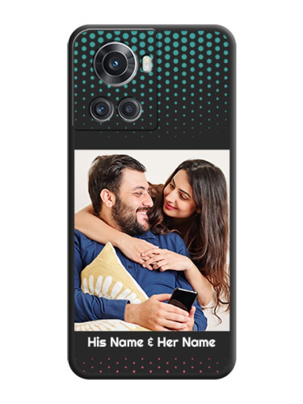 Custom Faded Dots with Grunge Photo Frame and Text on Space Black Custom Soft Matte Phone Cases - OnePlus 10R 5G