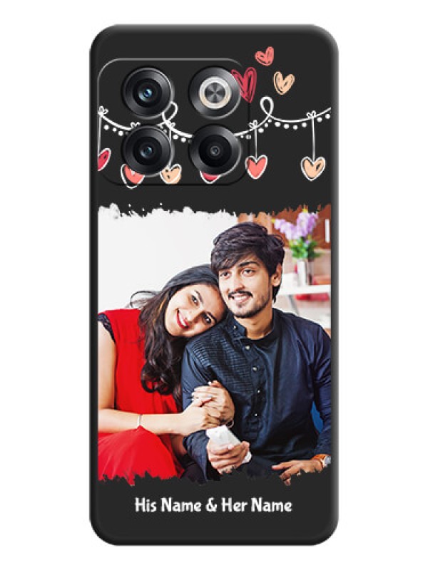 Custom Pink Love Hangings with Name on Space Black Custom Soft Matte Phone Cases - OnePlus 10T 5G