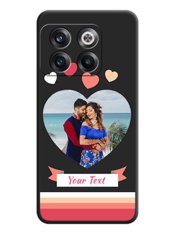 Custom Love Shaped Photo with Colorful Stripes on Personalised Space Black Soft Matte Cases - OnePlus 10T 5G