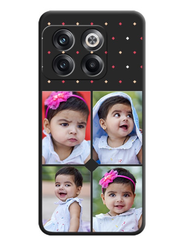 Custom Multicolor Dotted Pattern with 4 Image Holder on Space Black Custom Soft Matte Phone Cases - OnePlus 10T 5G