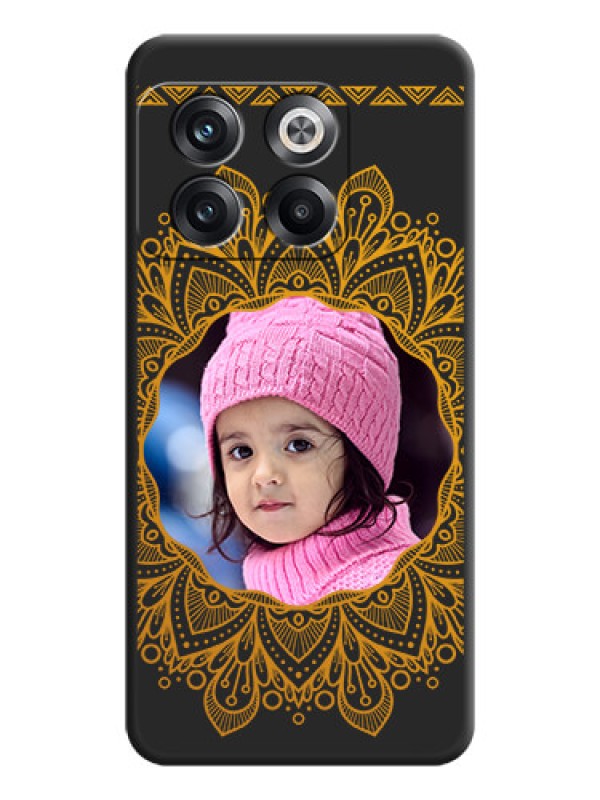 Custom Round Image with Floral Design on Photo on Space Black Soft Matte Mobile Cover - OnePlus 10T 5G