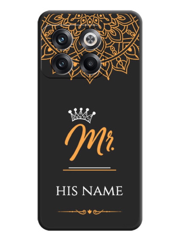 Custom Mr Name with Floral Design  on Personalised Space Black Soft Matte Cases - OnePlus 10T 5G