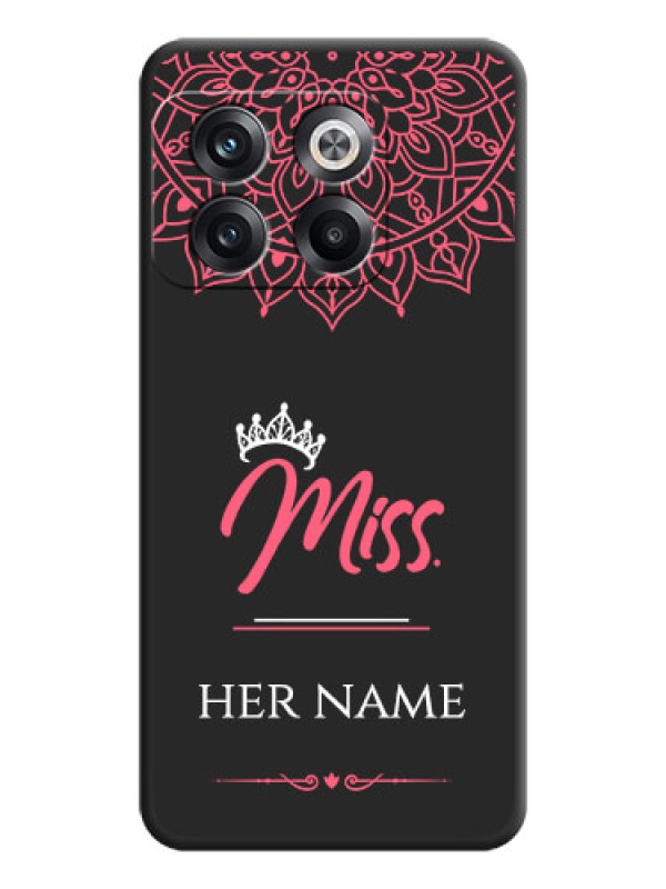 Custom Mrs Name with Floral Design on Space Black Personalized Soft Matte Phone Covers - OnePlus 10T 5G