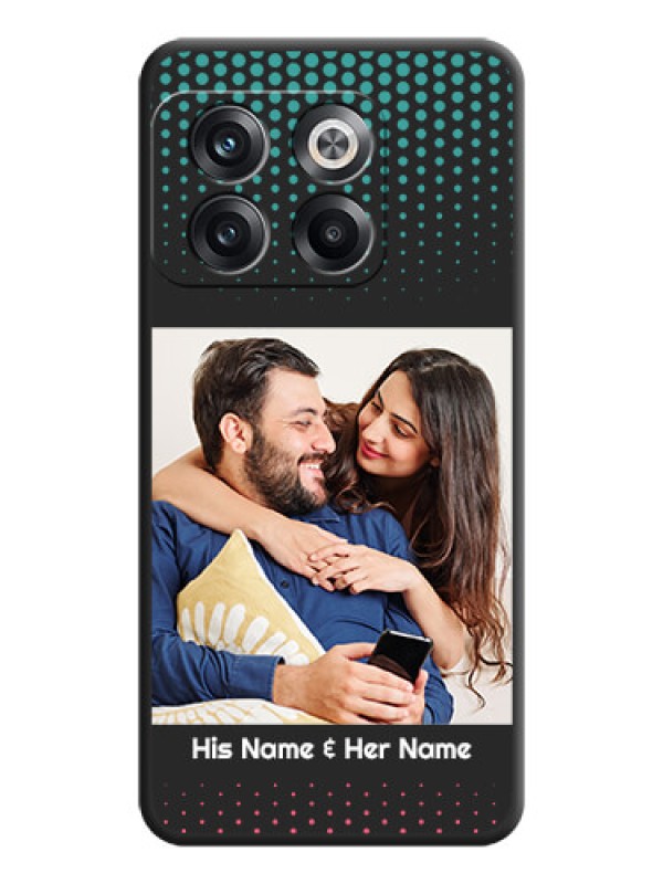 Custom Faded Dots with Grunge Photo Frame and Text on Space Black Custom Soft Matte Phone Cases - OnePlus 10T 5G
