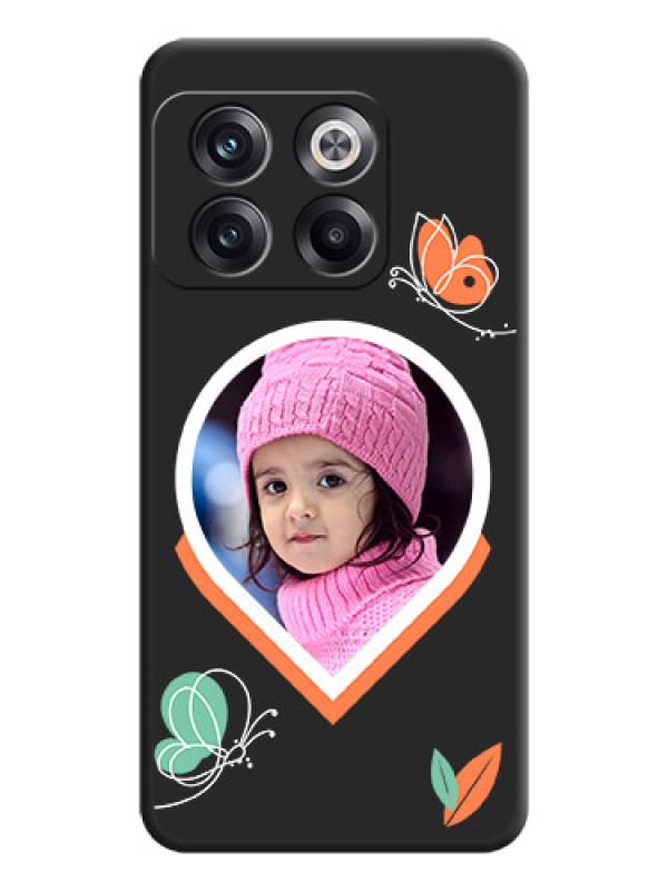 Custom Upload Pic With Simple Butterly Design On Space Black Personalized Soft Matte Phone Covers -Oneplus 10T 5G