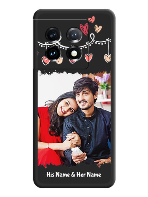 Custom Pink Love Hangings with Name on Space Black Custom Soft Matte Phone Cases - OnePlus 11 5G