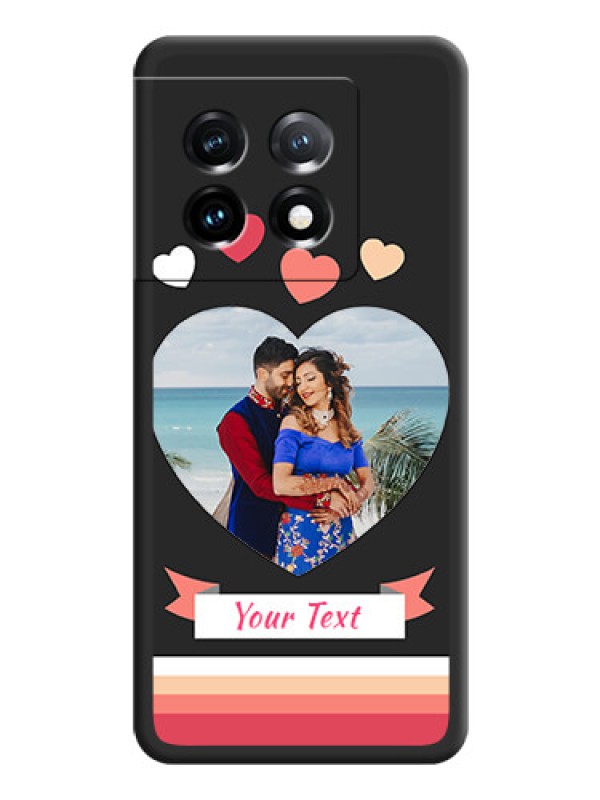 Custom Love Shaped Photo with Colorful Stripes on Personalised Space Black Soft Matte Cases - OnePlus 11 5G