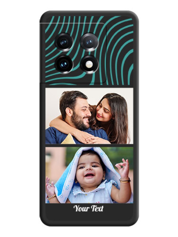 Custom Wave Pattern with 2 Image Holder on Space Black Personalized Soft Matte Phone Covers - OnePlus 11 5G
