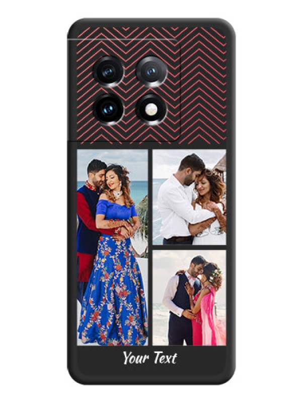 Custom Wave Pattern with 3 Image Holder on Space Black Custom Soft Matte Back Cover - OnePlus 11 5G