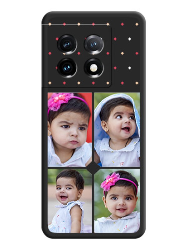 Custom Multicolor Dotted Pattern with 4 Image Holder on Space Black Custom Soft Matte Phone Cases - OnePlus 11 5G