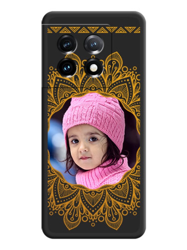 Custom Round Image with Floral Design on Photo on Space Black Soft Matte Mobile Cover - OnePlus 11 5G