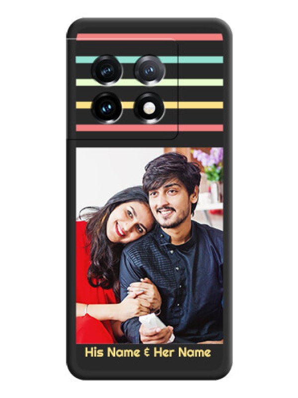 Custom Color Stripes with Photo and Text on Photo on Space Black Soft Matte Mobile Case - OnePlus 11 5G