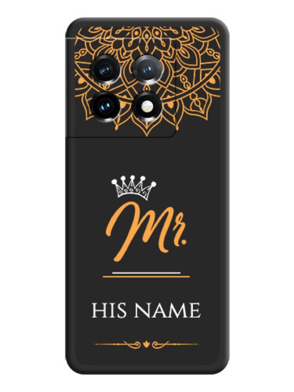 Custom Mr Name with Floral Design  on Personalised Space Black Soft Matte Cases - OnePlus 11 5G