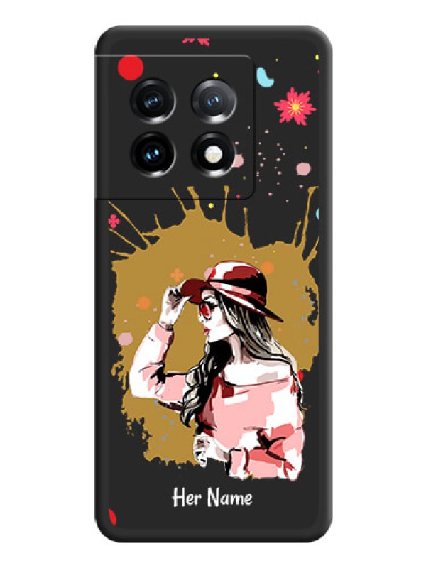 Custom Mordern Lady With Color Splash Background With Custom Text On Space Black Personalized Soft Matte Phone Covers -Oneplus 11 5G