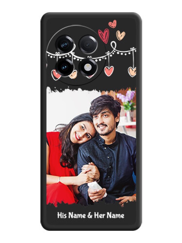 Custom Pink Love Hangings with Name on Space Black Custom Soft Matte Phone Cases - OnePlus 11R 5G