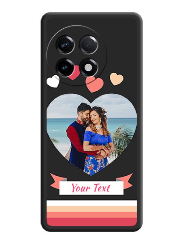 Custom Love Shaped Photo with Colorful Stripes on Personalised Space Black Soft Matte Cases - OnePlus 11R 5G