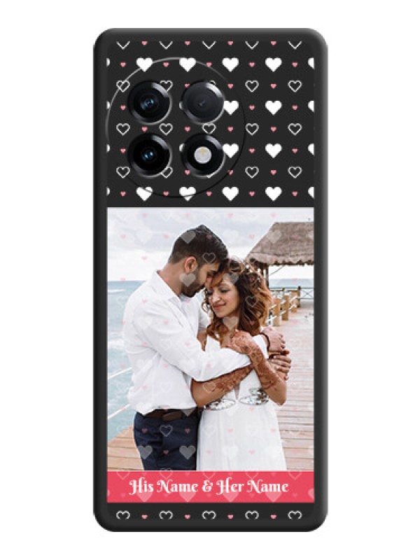 Custom White Color Love Symbols with Text Design on Photo on Space Black Soft Matte Phone Cover - OnePlus 11R 5G