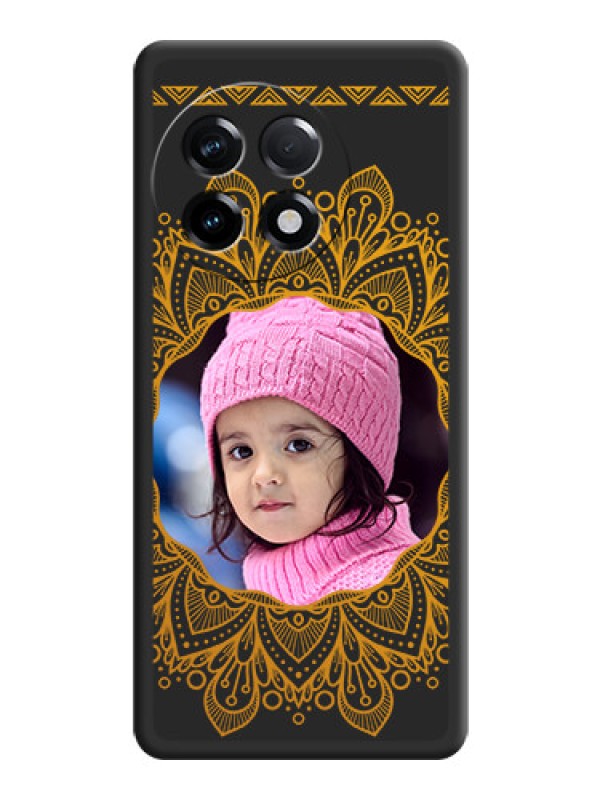 Custom Round Image with Floral Design on Photo on Space Black Soft Matte Mobile Cover - OnePlus 11R 5G