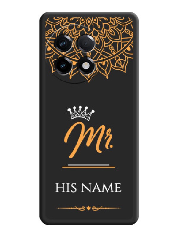 Custom Mr Name with Floral Design  on Personalised Space Black Soft Matte Cases - OnePlus 11R 5G