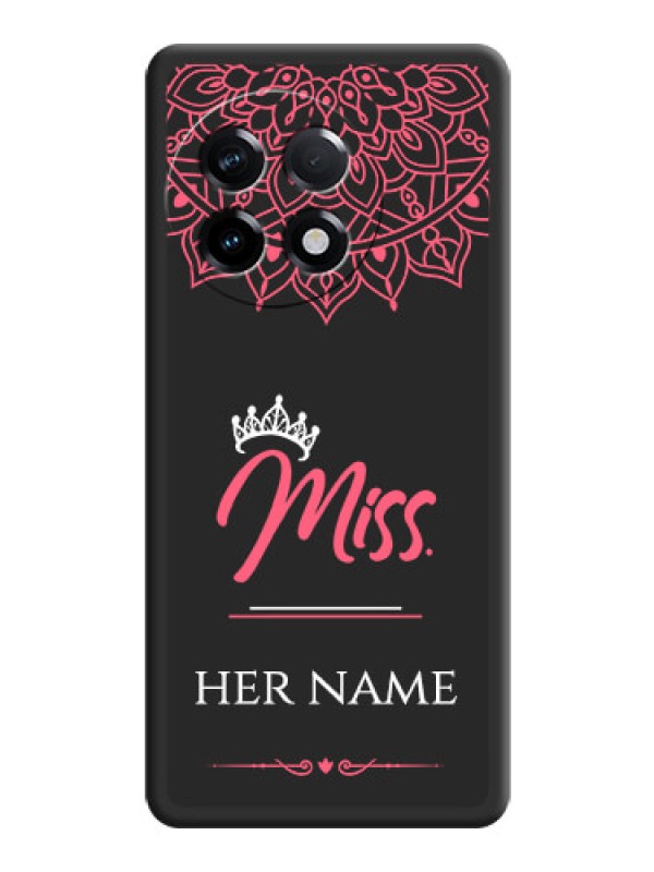 Custom Mrs Name with Floral Design on Space Black Personalized Soft Matte Phone Covers - OnePlus 11R 5G