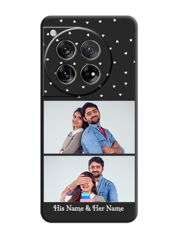 Custom Miniature Love Symbols with Name On Space Black Custom Soft Matte Mobile Back Cover - OnePlus 12 5G