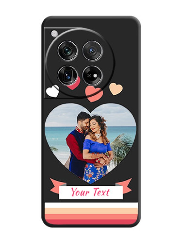 Custom Love Shaped Photo with Colorful Stripes On Space Black Custom Soft Matte Mobile Back Cover - OnePlus 12 5G