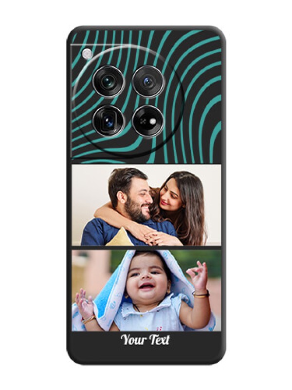 Custom Wave Pattern with 2 Image Holder On Space Black Custom Soft Matte Mobile Back Cover - OnePlus 12 5G