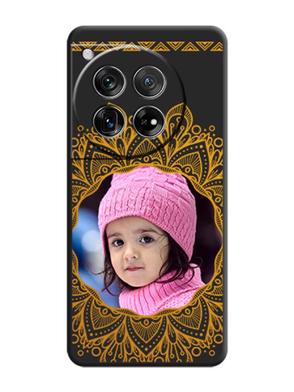 Custom Round Image with Floral Design On Space Black Custom Soft Matte Mobile Back Cover - OnePlus 12 5G
