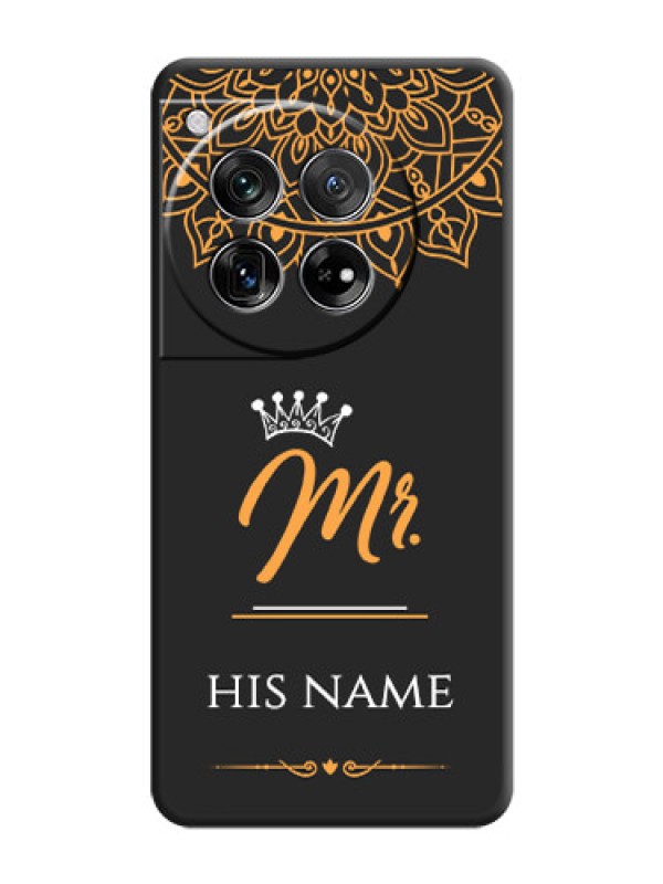 Custom Mr Name with Floral Design On Space Black Custom Soft Matte Mobile Back Cover - OnePlus 12 5G