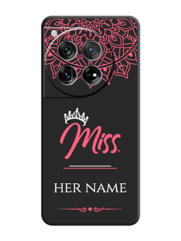 Custom Mrs Name with Floral Design On Space Black Custom Soft Matte Mobile Back Cover - OnePlus 12 5G