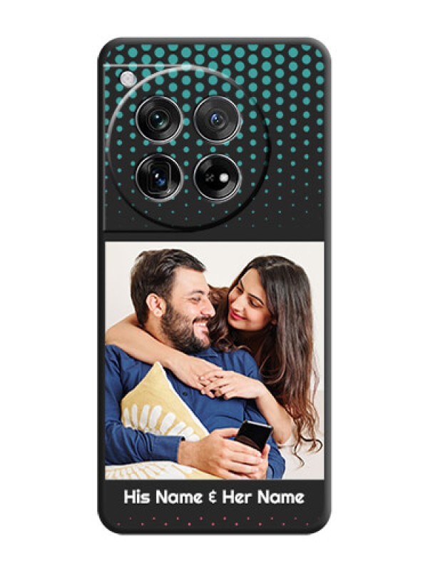 Custom Faded Dots with Grunge Photo Frame and Text On Space Black Custom Soft Matte Mobile Back Cover - OnePlus 12 5G