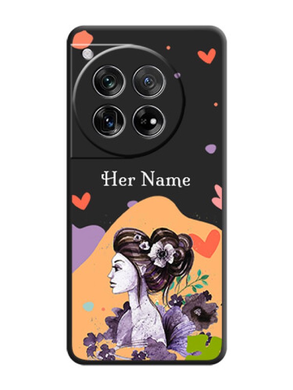 Custom Namecase For Her With Fancy Lady Image On Space Black Custom Soft Matte Mobile Back Cover - OnePlus 12 5G
