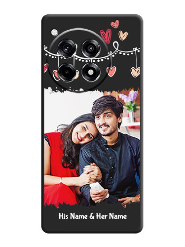 Custom Pink Love Hangings with Name on Space Black Custom Soft Matte Phone Cases - OnePlus 12R 5G