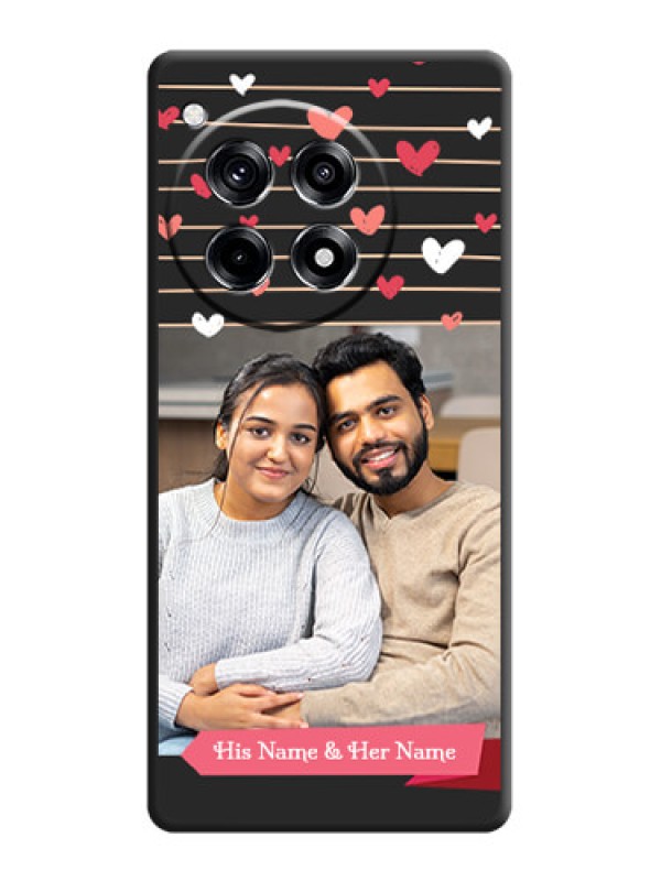 Custom Love Pattern with Name on Pink Ribbon - Photo on Space Black Soft Matte Back Cover - OnePlus 12R 5G