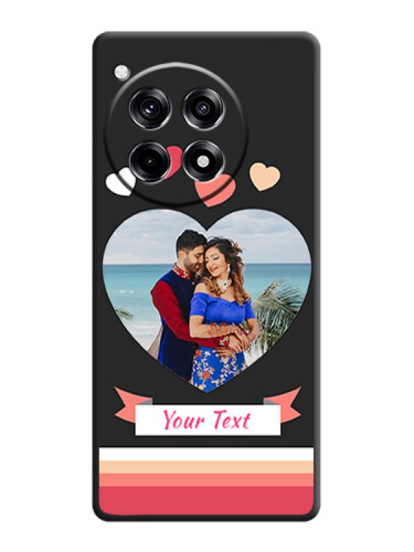 Custom Love Shaped Photo with Colorful Stripes on Personalised Space Black Soft Matte Cases - OnePlus 12R 5G