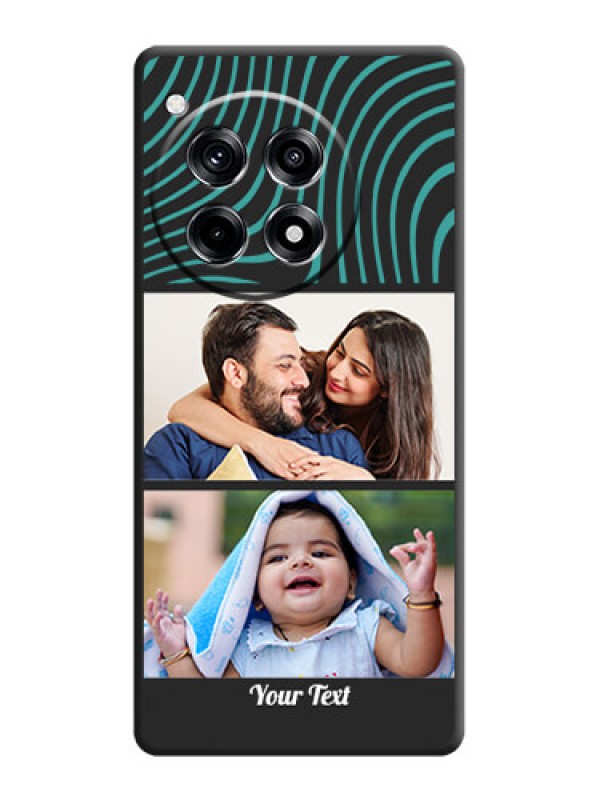 Custom Wave Pattern with 2 Image Holder on Space Black Personalized Soft Matte Phone Covers - OnePlus 12R 5G