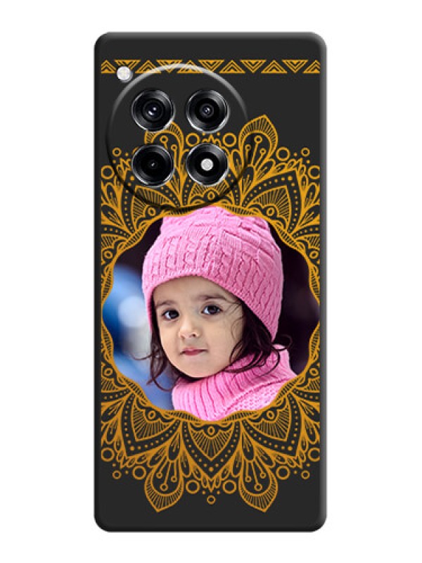 Custom Round Image with Floral Design - Photo on Space Black Soft Matte Mobile Cover - OnePlus 12R 5G
