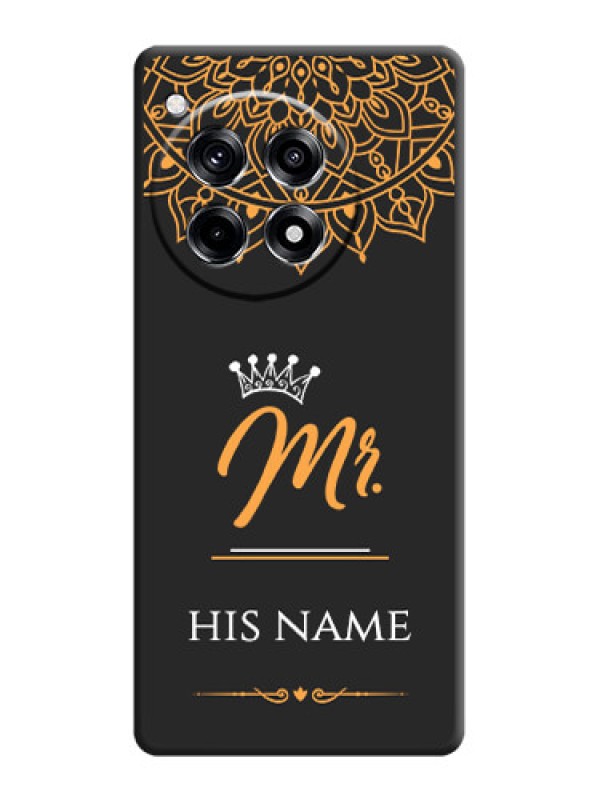 Custom Mr Name with Floral Design on Personalised Space Black Soft Matte Cases - OnePlus 12R 5G