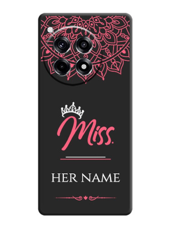 Custom Mrs Name with Floral Design on Space Black Personalized Soft Matte Phone Covers - OnePlus 12R 5G