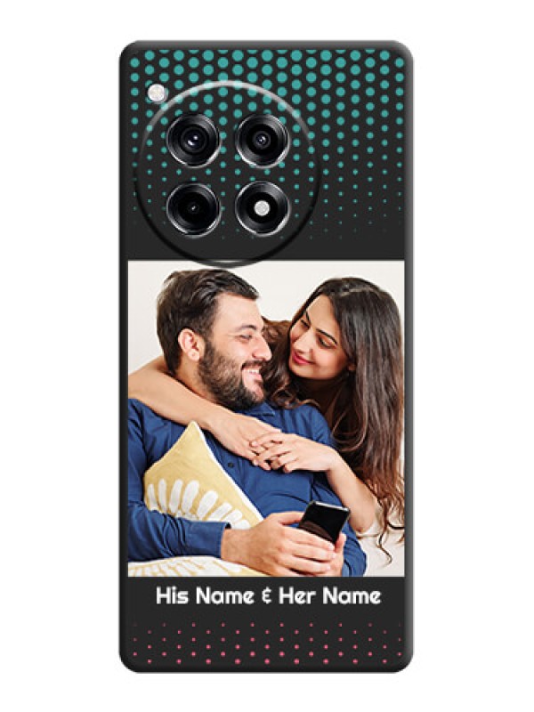Custom Faded Dots with Grunge Photo Frame and Text on Space Black Custom Soft Matte Phone Cases - OnePlus 12R 5G