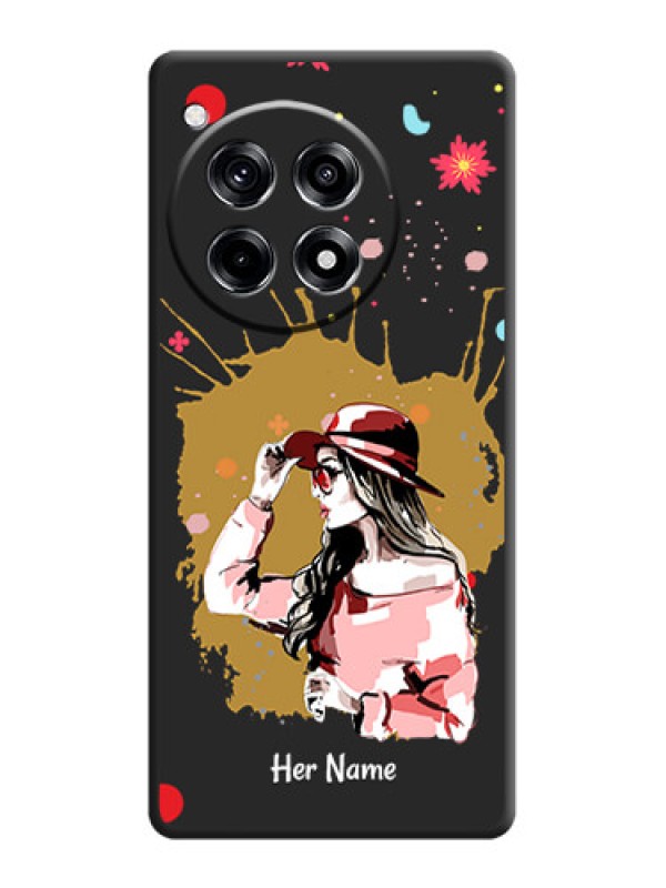 Custom Mordern Lady With Color Splash Background With Custom Text On Space Black Personalized Soft Matte Phone Covers - OnePlus 12R 5G