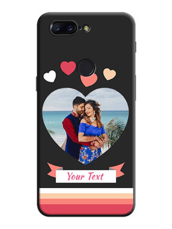 Custom Love Shaped Photo with Colorful Stripes on Personalised Space Black Soft Matte Cases - OnePlus 5T