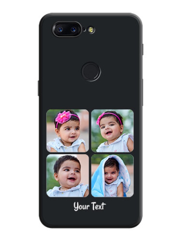 Custom Floral Art with 6 Image Holder - Photo on Space Black Soft Matte Mobile Case - OnePlus 5T