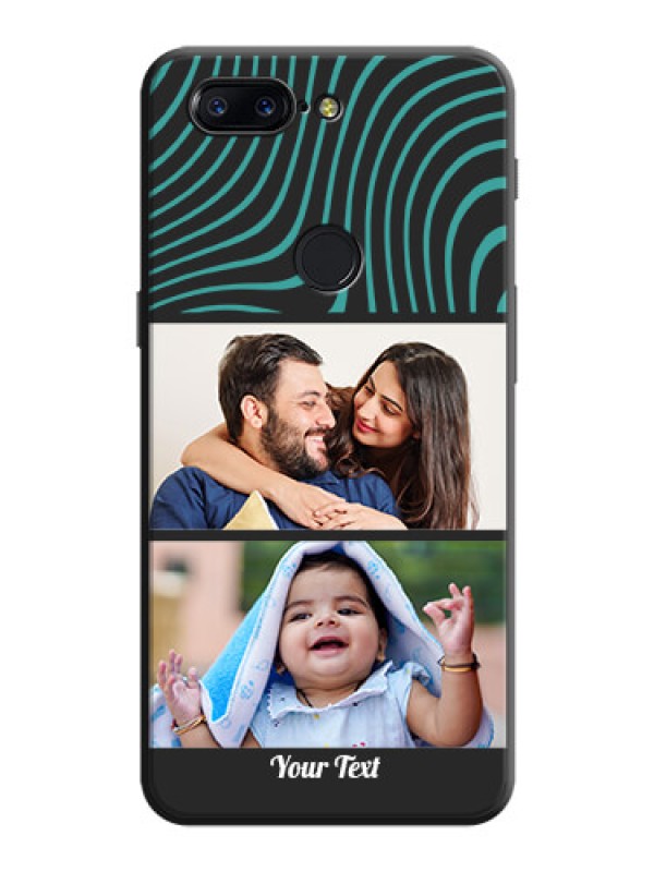 Custom Wave Pattern with 2 Image Holder on Space Black Personalized Soft Matte Phone Covers - OnePlus 5T