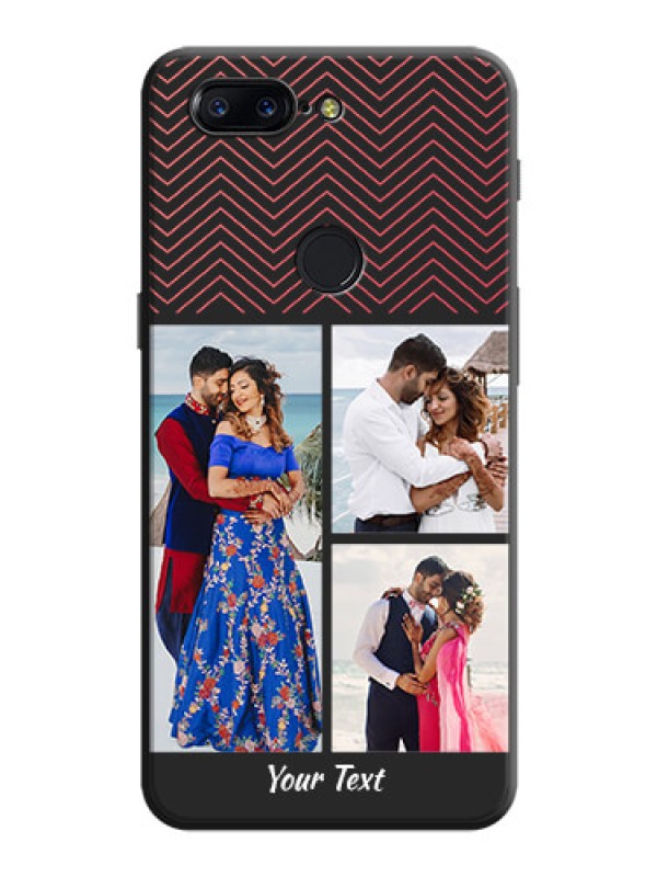Custom Wave Pattern with 3 Image Holder on Space Black Custom Soft Matte Back Cover - OnePlus 5T