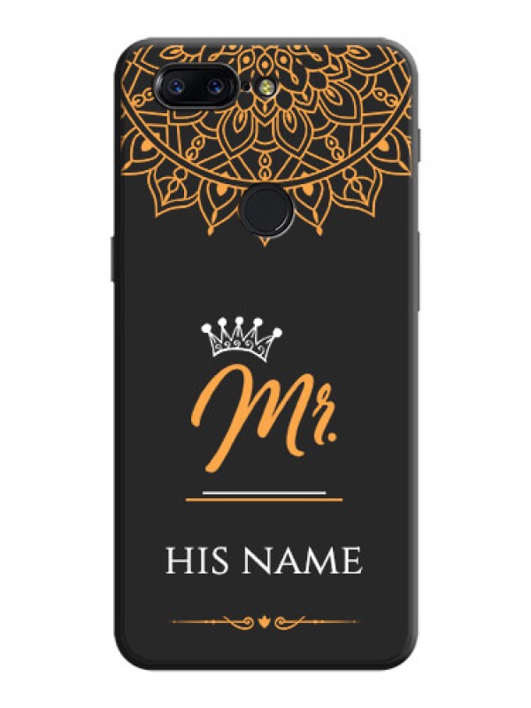 Custom Mr Name with Floral Design  on Personalised Space Black Soft Matte Cases - OnePlus 5T