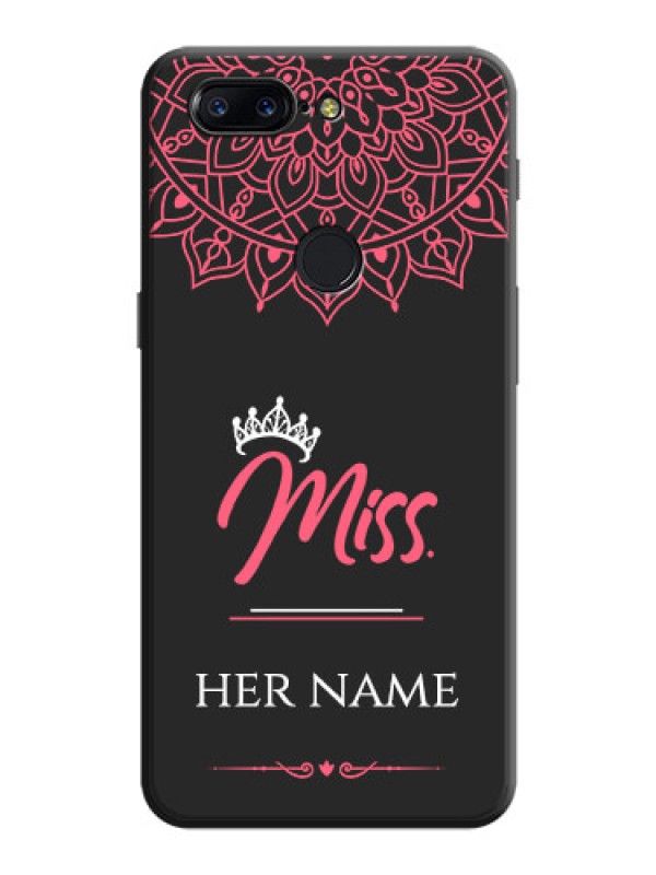 Custom Mrs Name with Floral Design on Space Black Personalized Soft Matte Phone Covers - OnePlus 5T